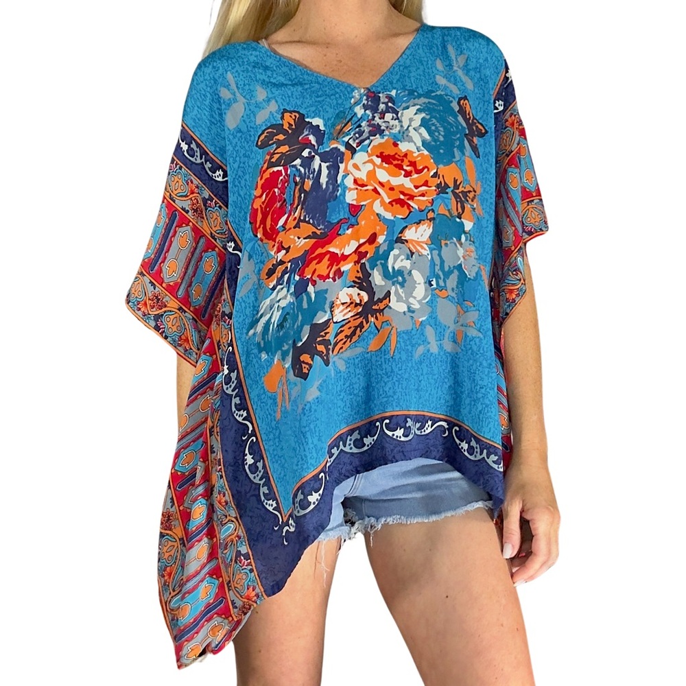 TOLANI 100%‎ Silk Floral Kimono Top